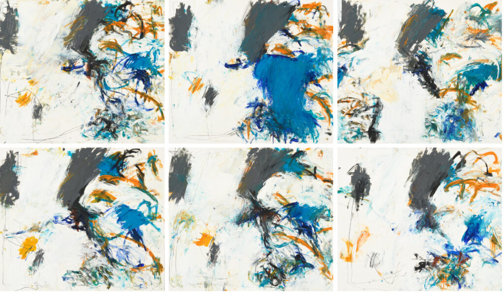 6 Zeichnungen, 80 x 70 cm, Öl, Bleistift auf Papier