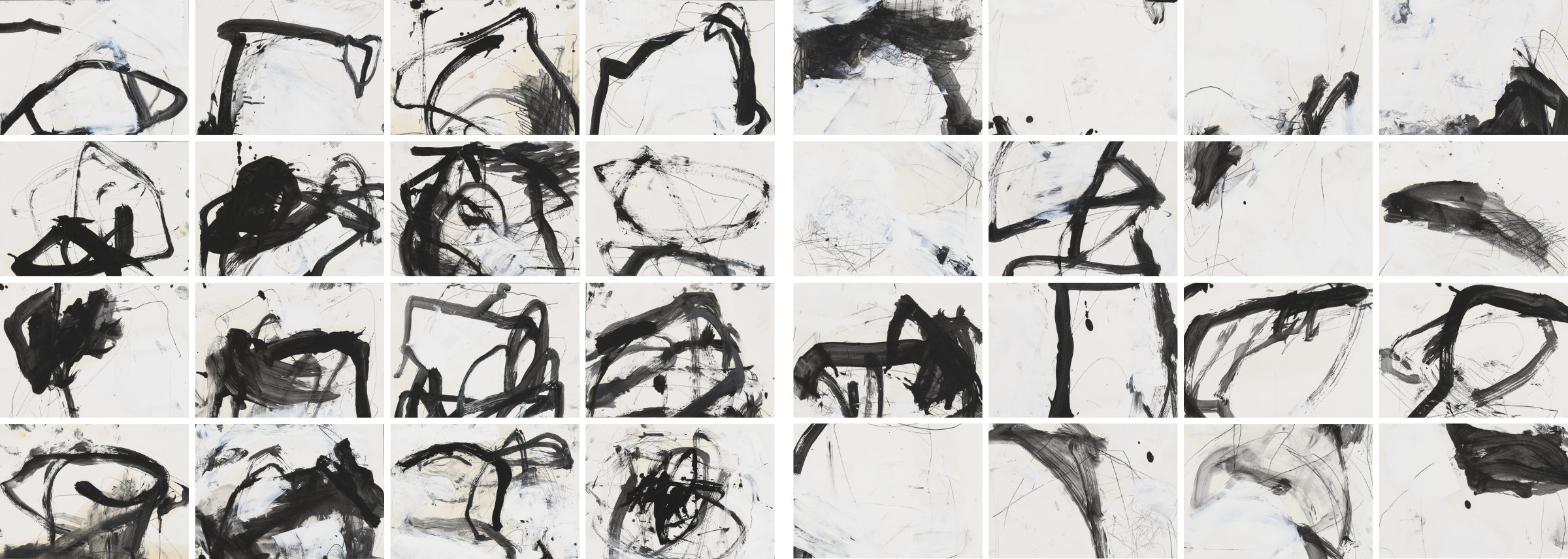 2 x 16 Zeichnungen, 35 x 25 cm, Öl, Bleistift auf Papier