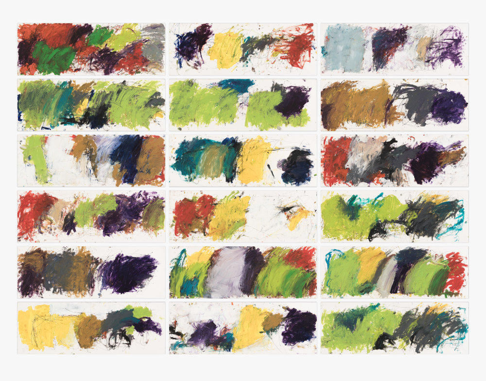 PAGES, Doppelseiten, 18 Zeichnungen, 100 x 35 cm, Bleistift, Öl auf Papier