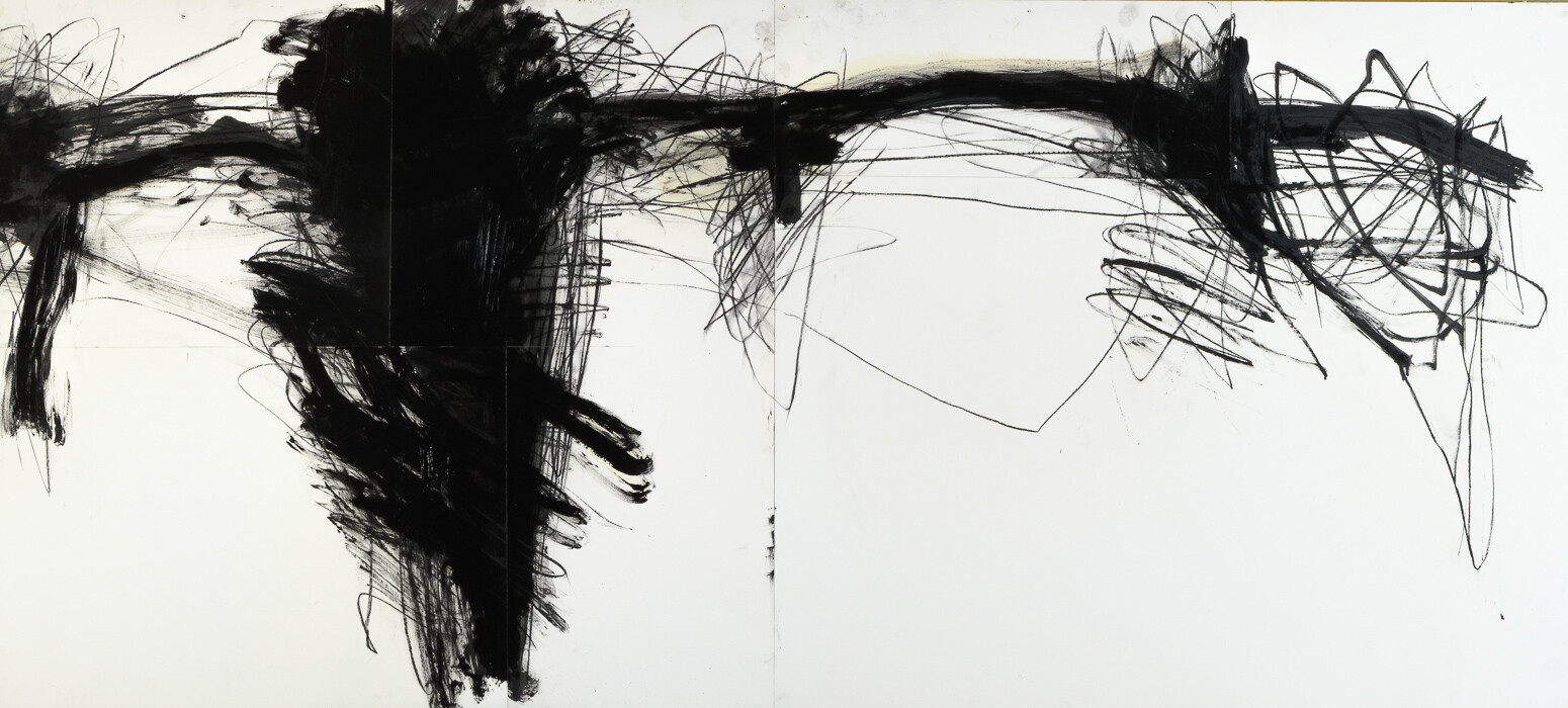 Zeichnung aus Serie B, Kohle, Öl auf Papier, 155. x 70