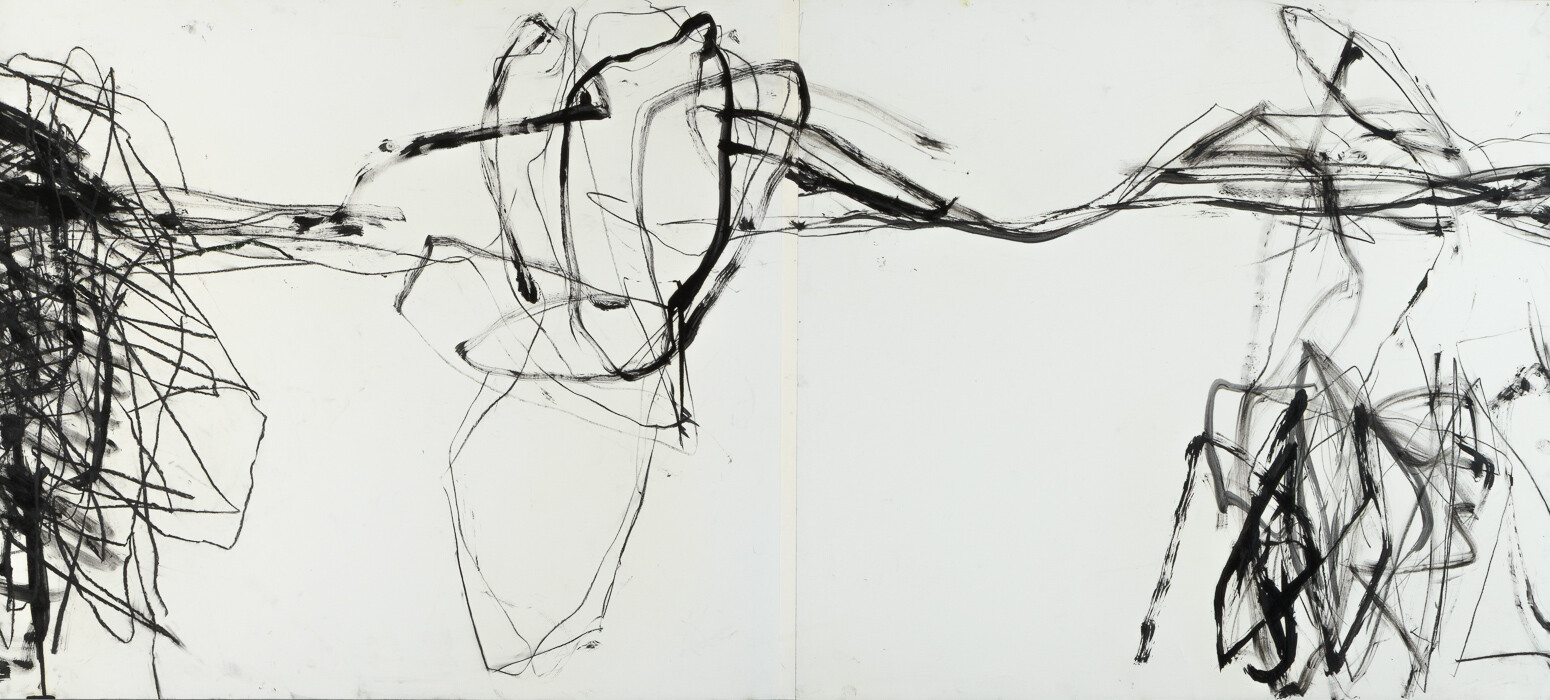 Zeichnung aus Serie A, Kohle, Öl auf Papier, 155. x 70