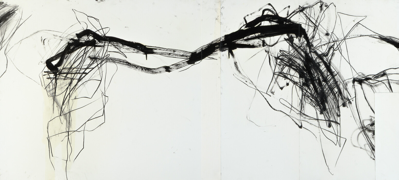 Zeichnung aus Serie A, Kohle, Öl auf Papier, 155. x 70