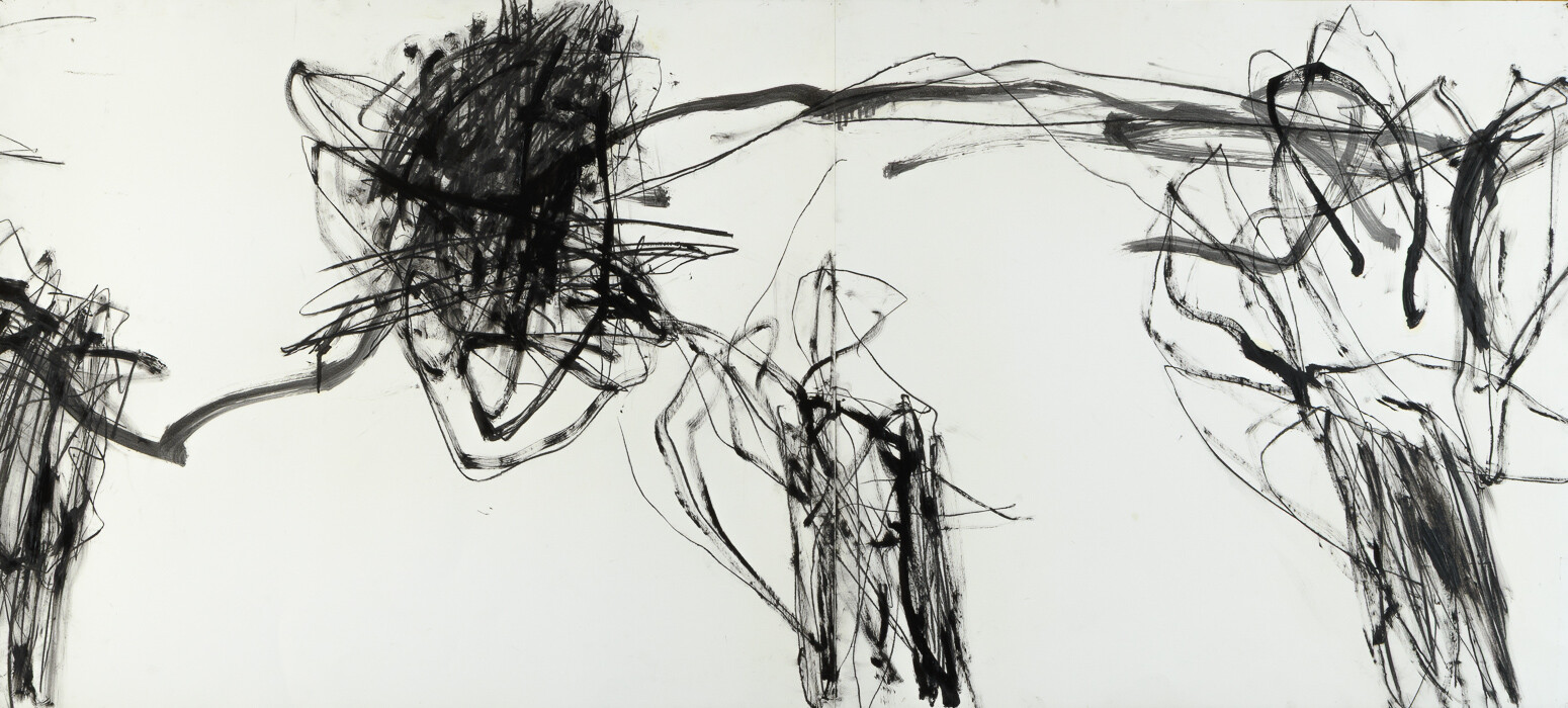 Zeichnung aus Serie A, Kohle, Öl auf Papier, 155. x 70