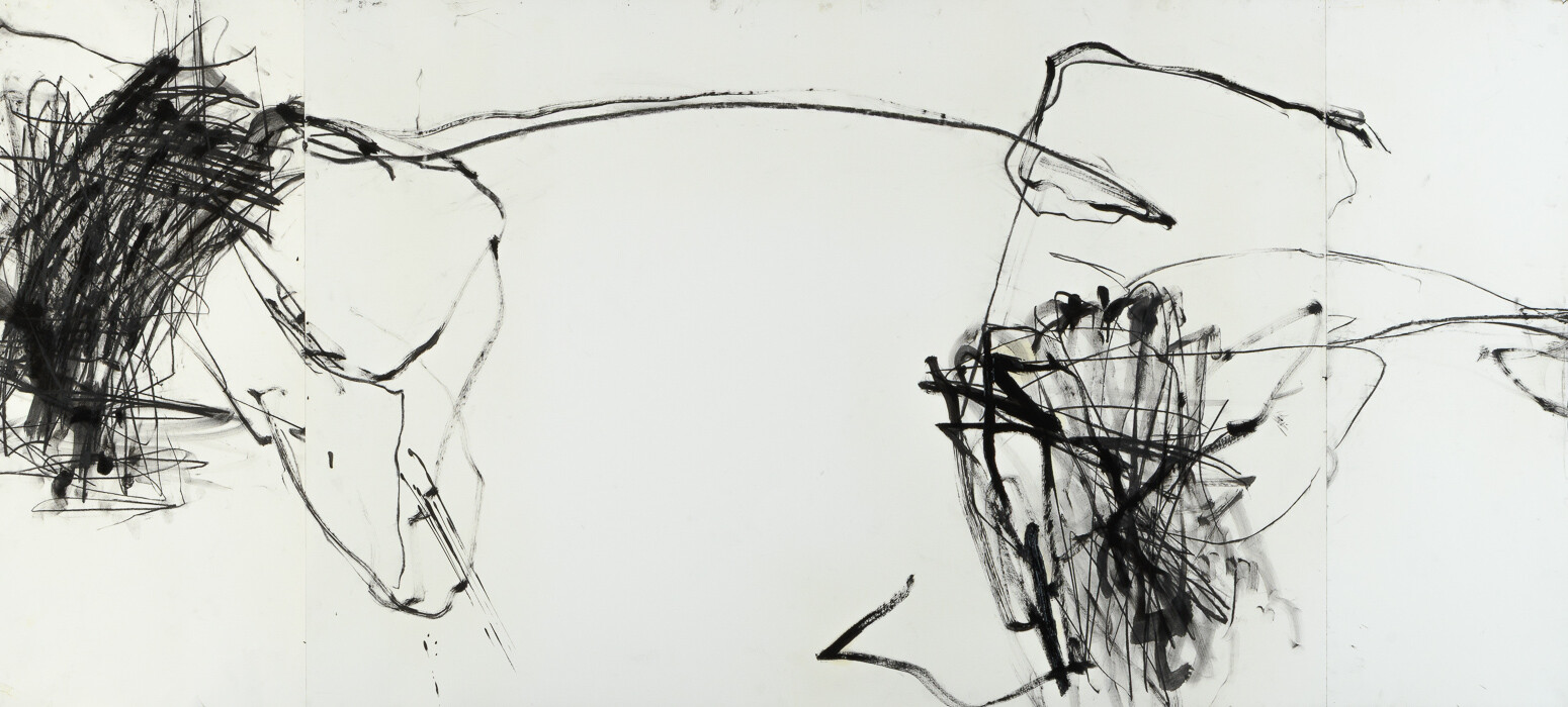 Zeichnung aus Serie A, Kohle, Öl auf Papier, 155. x 70