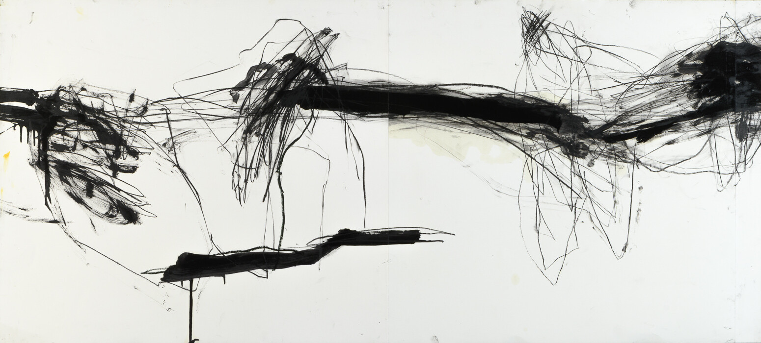 Zeichnung aus Serie B, Kohle, Öl auf Papier, 155. x 70