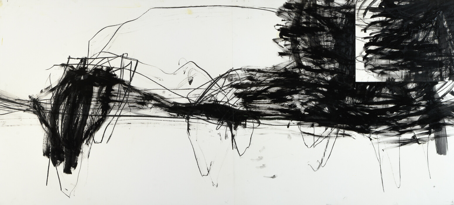 Zeichnung aus Serie B, Kohle, Öl auf Papier, 155. x 70