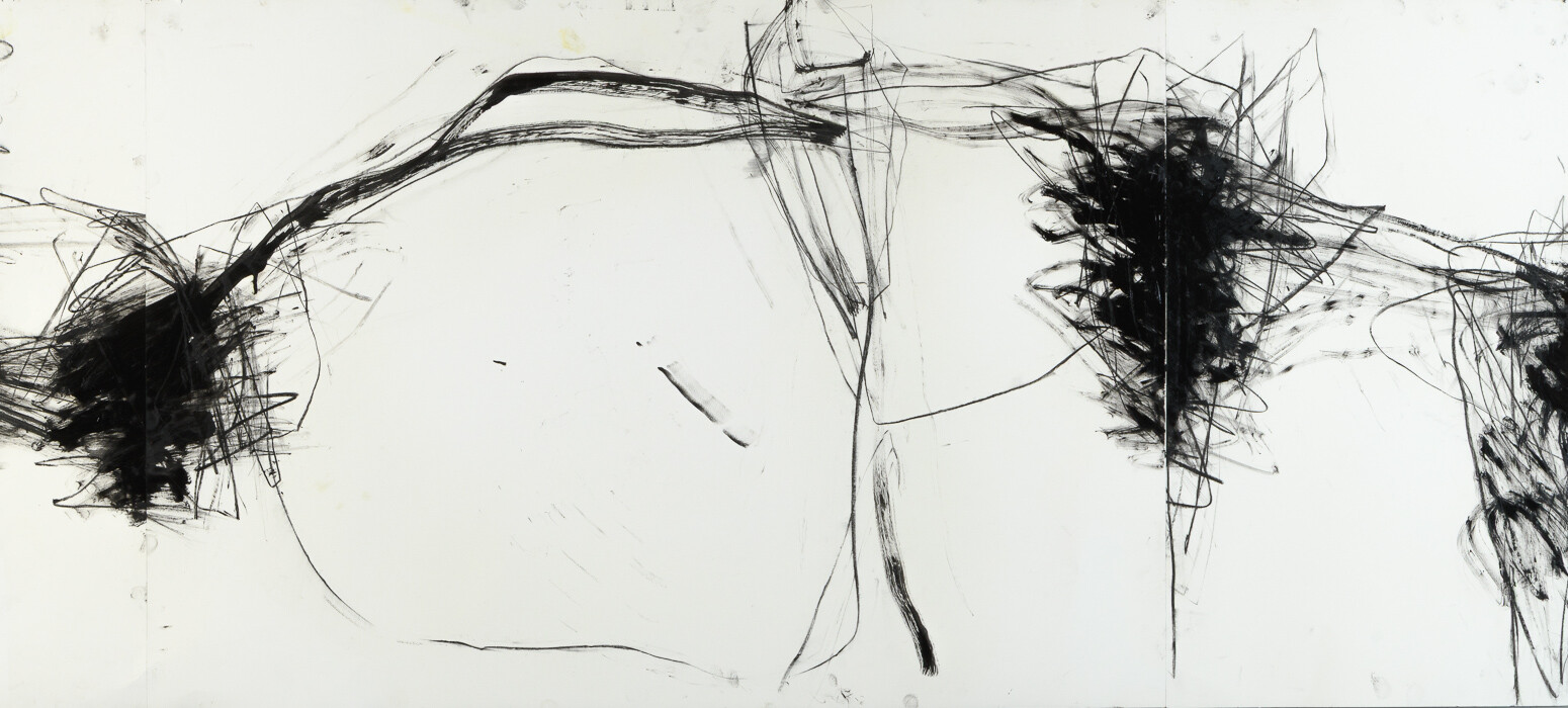 Zeichnung aus Serie B, Kohle, Öl auf Papier, 155. x 70