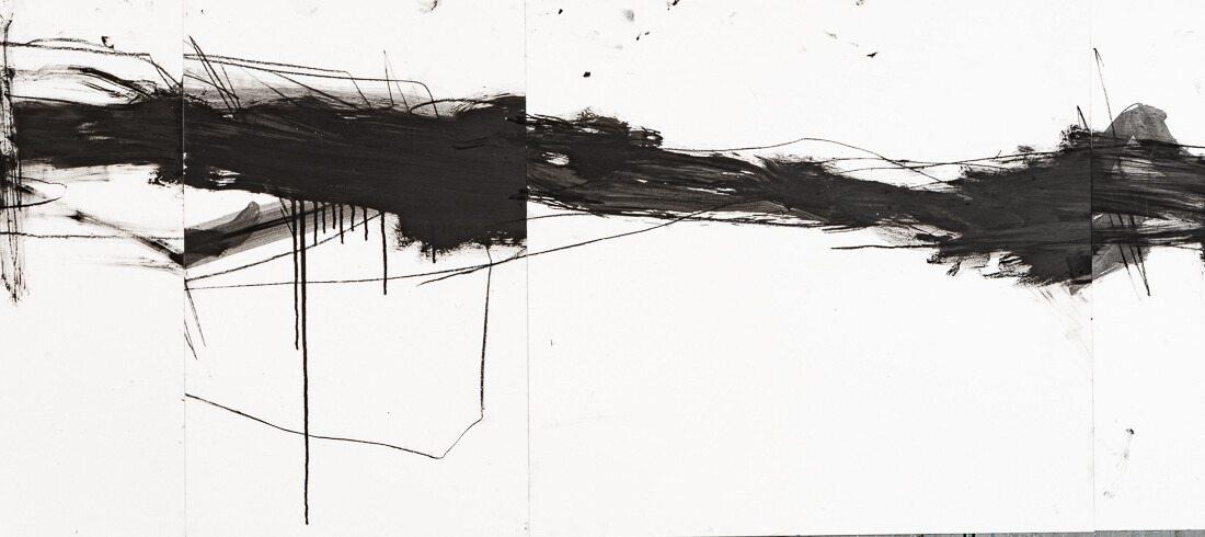 Zeichnung aus Serie B, Kohle, Öl auf Papier, 110. x 50