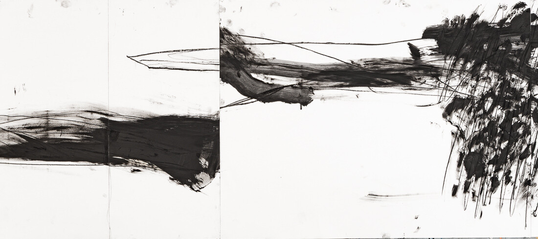Zeichnung aus Serie B, Kohle, Öl auf Papier, 110. x 50
