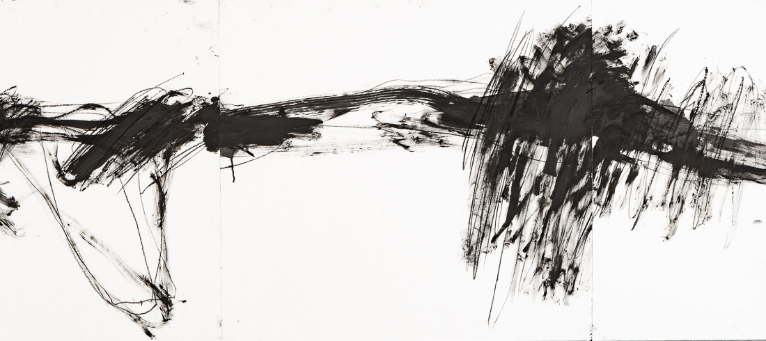 Zeichnung aus Serie B, Kohle, Öl auf Papier, 110. x 50