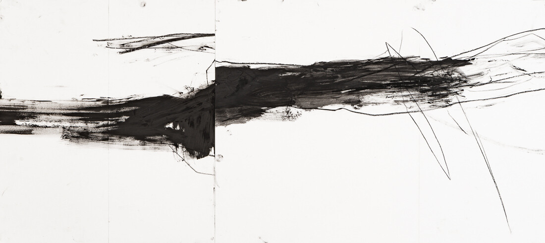 Zeichnung aus Serie B, Kohle, Öl auf Papier, 110. x 50