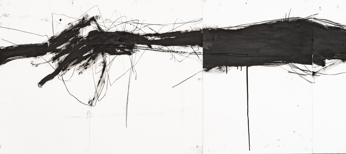 Zeichnung aus Serie B, Kohle, Öl auf Papier, 110. x 50