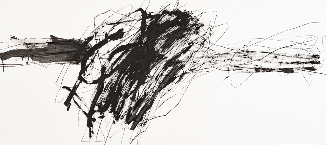 Zeichnung aus Serie B, Kohle, Öl auf Papier, 110. x 50