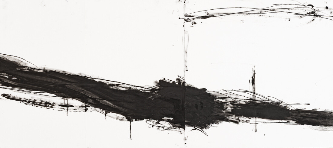 Zeichnung aus Serie B, Kohle, Öl auf Papier, 110. x 50