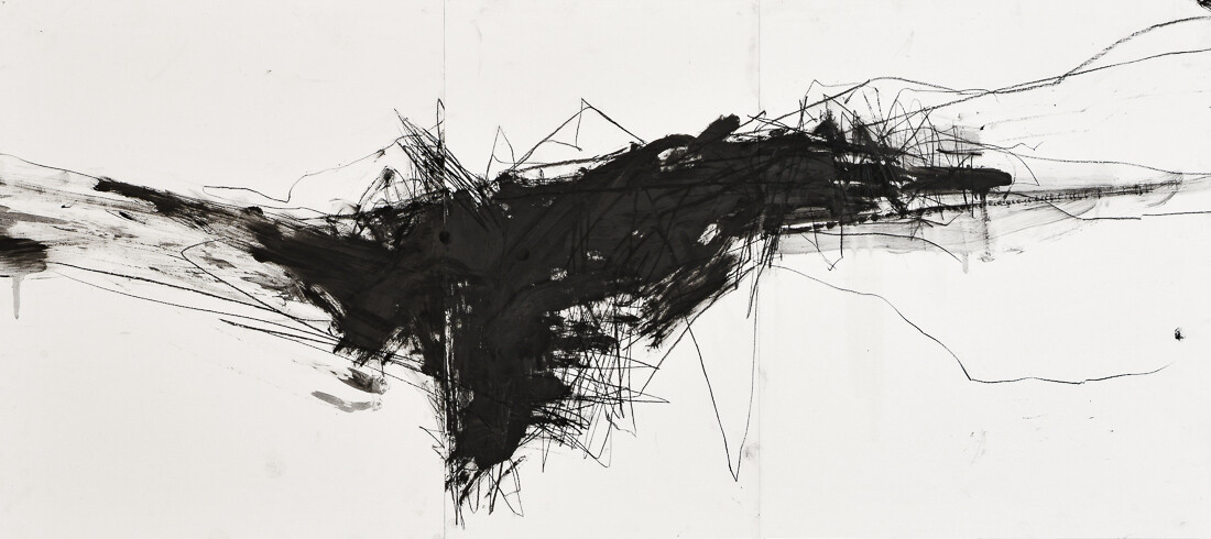 Zeichnung aus Serie B, Kohle, Öl auf Papier, 110. x 50