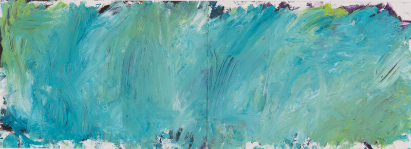 Doppelseite, Zeichnung, 100 x 35 cm, Bleistift, Öl auf Papier Doppelseite, Zeichnung, 100 x 35 cm, Bleistift, Öl auf Papier