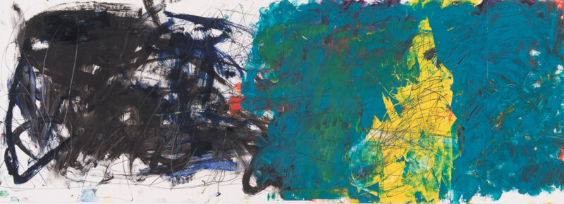 Doppelseite, Zeichnung, 100 x 35 cm, Bleistift, Öl auf Papier Doppelseite, Zeichnung, 100 x 35 cm, Bleistift, Öl auf Papier