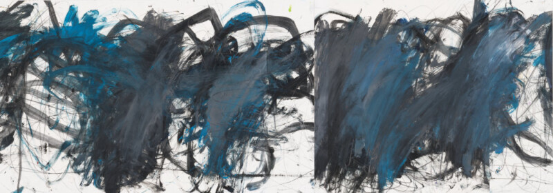 Doppelseite, Zeichnung, 100 x 35 cm, Bleistift, Öl auf Papier Doppelseite, Zeichnung, 100 x 35 cm, Bleistift, Öl auf Papier